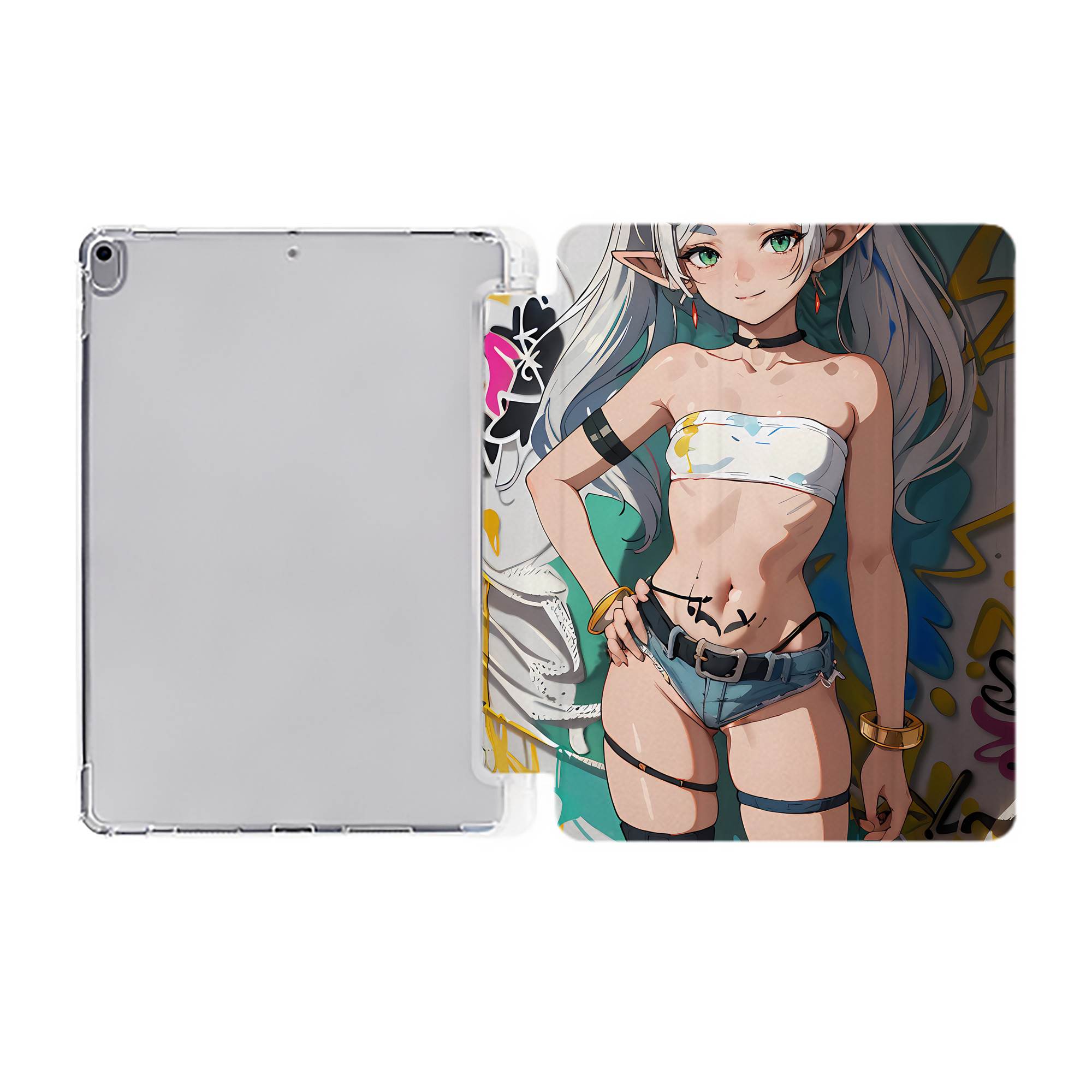 （画像用） 葬送のフリーレン Frieren IPad ケース ペン収納付き 三つ折りスタンド PUレザー×シリコン 対応機種9.5/10.5/10.9インチ